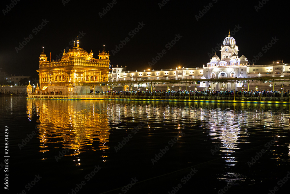 Golden Temple illuminated at night